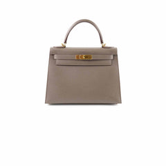 Hermes Kelly 28 Epsom Sellier Gris Etain - D stamp