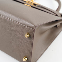 Hermes Kelly 28 Epsom Sellier Gris Etain - D stamp