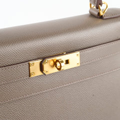 Hermes Kelly 28 Epsom Sellier Gris Etain - D stamp