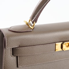 Hermes Kelly 28 Epsom Sellier Gris Etain - D stamp