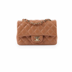 Chanel Lambskin Mini Rectangular LGHW Caramel Microchip