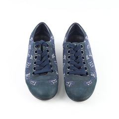 Louis Vuitton Trocadero Monogram Sneakers Denim Navy Size 39