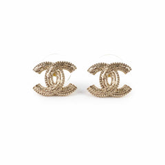 Chanel Gold Tone CC Stud Earrings