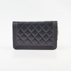 Chanel Lambskin Boy Wallet On Chain WOC Black