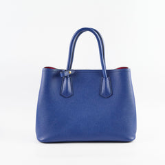 Prada Saffiano Cuir Double Tote Bag Blue