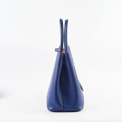 Prada Saffiano Cuir Double Tote Bag Blue