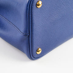 Prada Saffiano Cuir Double Tote Bag Blue