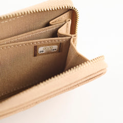 Chanel Caviar Zip Around Compact Wallet Beige
