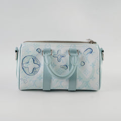 Louis Vuitton Keepall Bandouliere Aqua 25 Blue