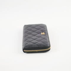 Chanel Caviar Zip Long Wallet Black