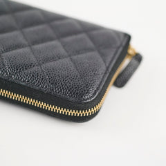Chanel Caviar Zip Long Wallet Black