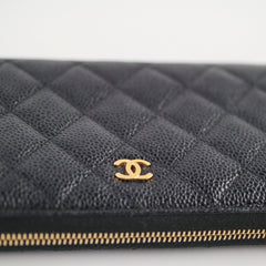 Chanel Caviar Zip Long Wallet Black