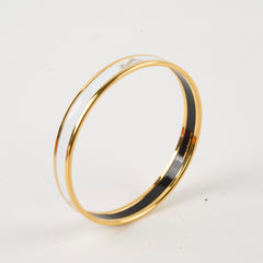 Hermes Uni White Enamel PM Caleche Bangle - Q Stamp