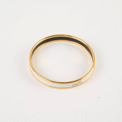 Hermes Uni White Enamel PM Caleche Bangle - Q Stamp