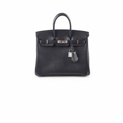 Hermes Birkin 25 Noir Epsom Palladium-N Square Stamp