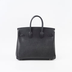 Hermes Birkin 25 Noir Epsom Palladium-N Square Stamp