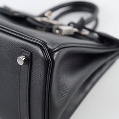 Hermes Birkin 25 Noir Epsom Palladium-N Square Stamp