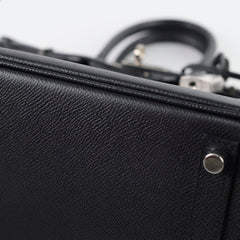Hermes Birkin 25 Noir Epsom Palladium-N Square Stamp