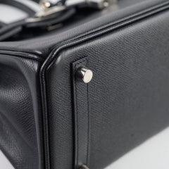 Hermes Birkin 25 Noir Epsom Palladium-N Square Stamp