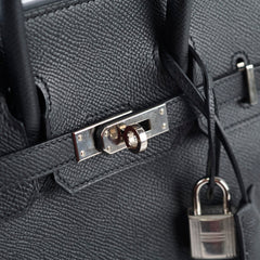 Hermes Birkin 25 Noir Epsom Palladium-N Square Stamp