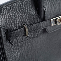 Hermes Birkin 25 Noir Epsom Palladium-N Square Stamp