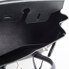 Hermes Birkin 25 Noir Epsom Palladium-N Square Stamp