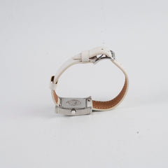 Hermes 25mm H Heure Small with Diamonds Blanc