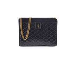 Saint Laurent Victoire Quilted Chain Clutch Black
