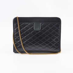 Saint Laurent Victoire Quilted Chain Clutch Black