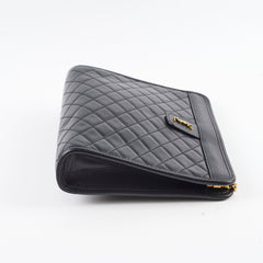 Saint Laurent Victoire Quilted Chain Clutch Black