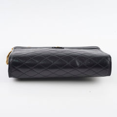 Saint Laurent Victoire Quilted Chain Clutch Black