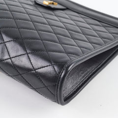Saint Laurent Victoire Quilted Chain Clutch Black