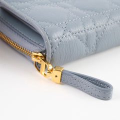 Christian Dior Cannage Caro Zipped Wallet Scarlet Blue