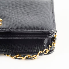 Chanel Vintage 24k Wallet On Chain WOC Lizard Black