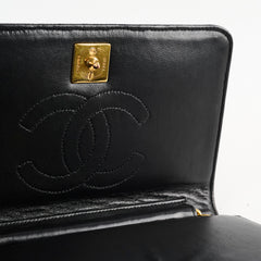 Chanel Vintage 24k Wallet On Chain WOC Lizard Black