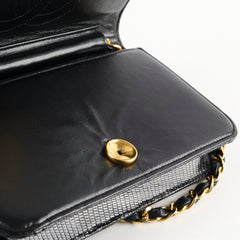 Chanel Vintage 24k Wallet On Chain WOC Lizard Black
