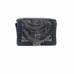 Chanel Enchained Boy Calfskin/Tweed Black