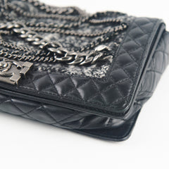 Chanel Enchained Boy Calfskin/Tweed Black