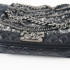 Chanel Enchained Boy Calfskin/Tweed Black