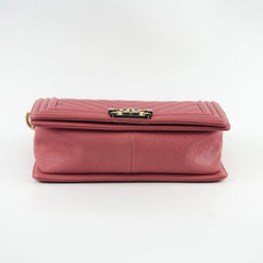 Chanel Boy Old Medium Chevron Caviar Dark Coral/Pink
