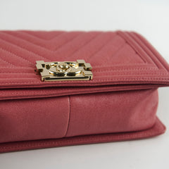 Chanel Boy Old Medium Chevron Caviar Dark Coral/Pink