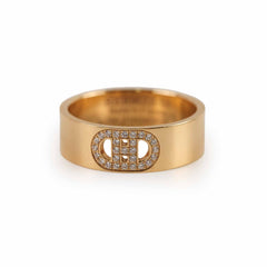 Hermes H D'Ancre Ring Rose Gold Size 50