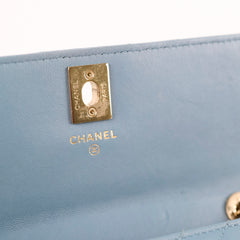 Chanel Trendy CC Wallet On Chain WOC Chevron Lambskin Sky Blue