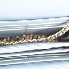 Chanel Trendy CC Wallet On Chain WOC Chevron Lambskin Sky Blue