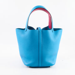 Hermes Picotin Lock 22 Eclat Blue frida/Rose mexico Y Stamp