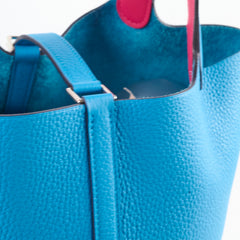 Hermes Picotin Lock 22 Eclat Blue frida/Rose mexico Y Stamp