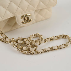 Chanel 17C Mini Rectangular Ivory Caviar Edge Stitching