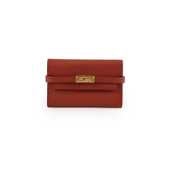 Hermes Kelly Compact Wallet Terre Battue Chevre- A Stamp