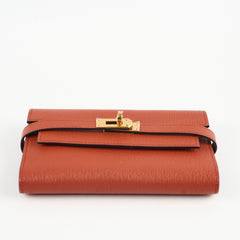 Hermes Kelly Compact Wallet Terre Battue Chevre- A Stamp