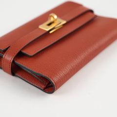 Hermes Kelly Compact Wallet Terre Battue Chevre- A Stamp